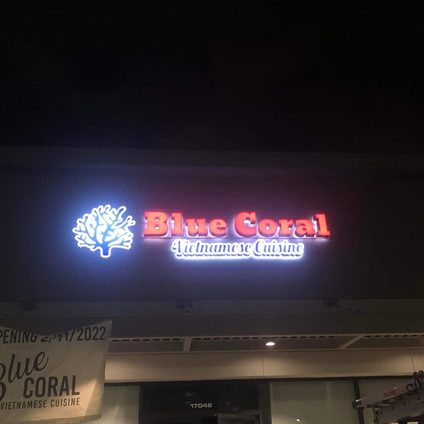 Installed this beautiful sign for Blue Coral restaurant in Fountain Valley. #phorestaurant #pholife🍜 #vietnamesecuisine #fountainvalley #exteriorsign