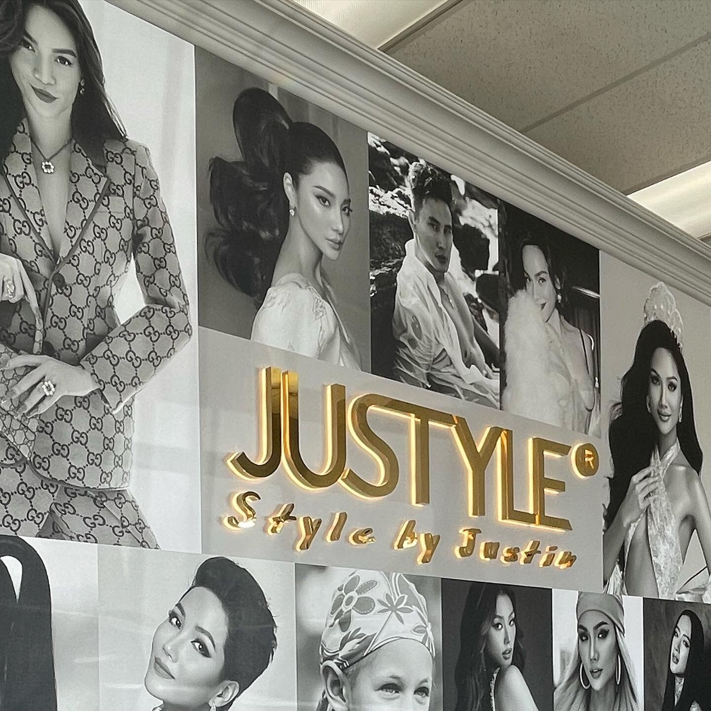 Gold plated sign for Juststyle ##orangecountycalifornia