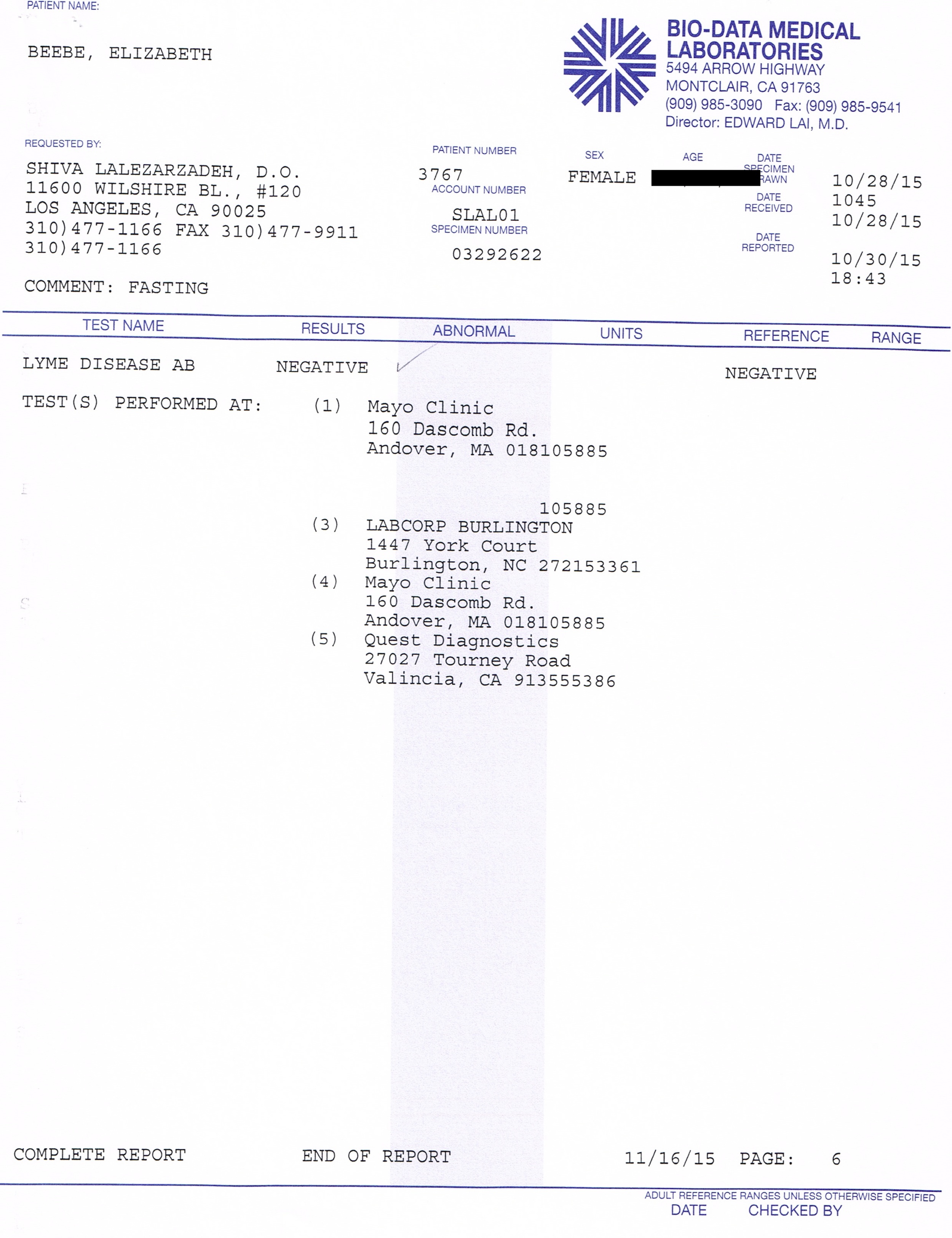 Beebe Blood Work