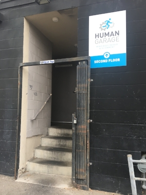 The entrance to Human Garage is in the alley off of Washington Blvd in Venice.