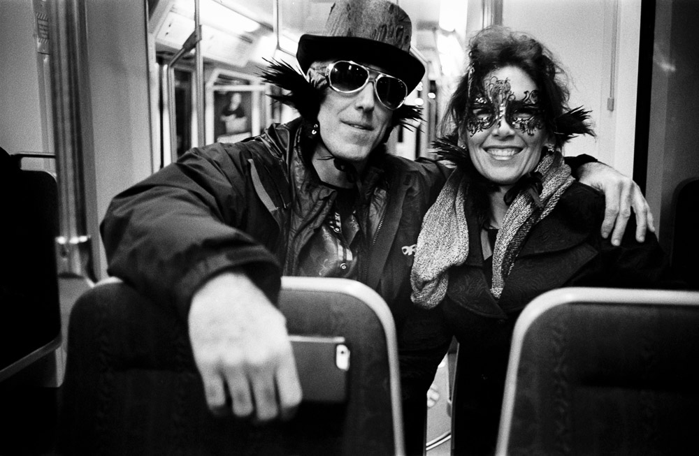 "We are here to celebrate bringing in the New Year in Portland!", Him. "You should come, it's going to be quite the dance party! We came all the way from Seattle! It's going to be that good!", Her.