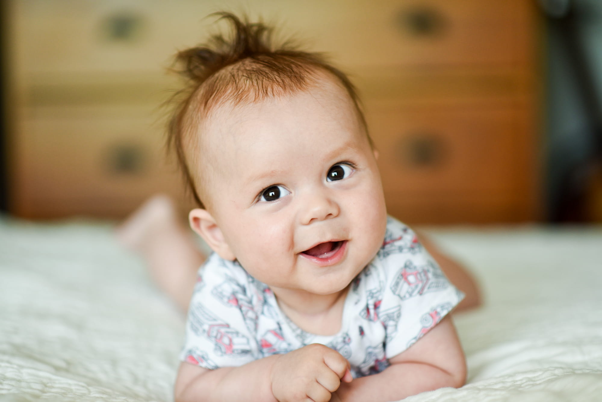 Happy baby during newborn photo sesison