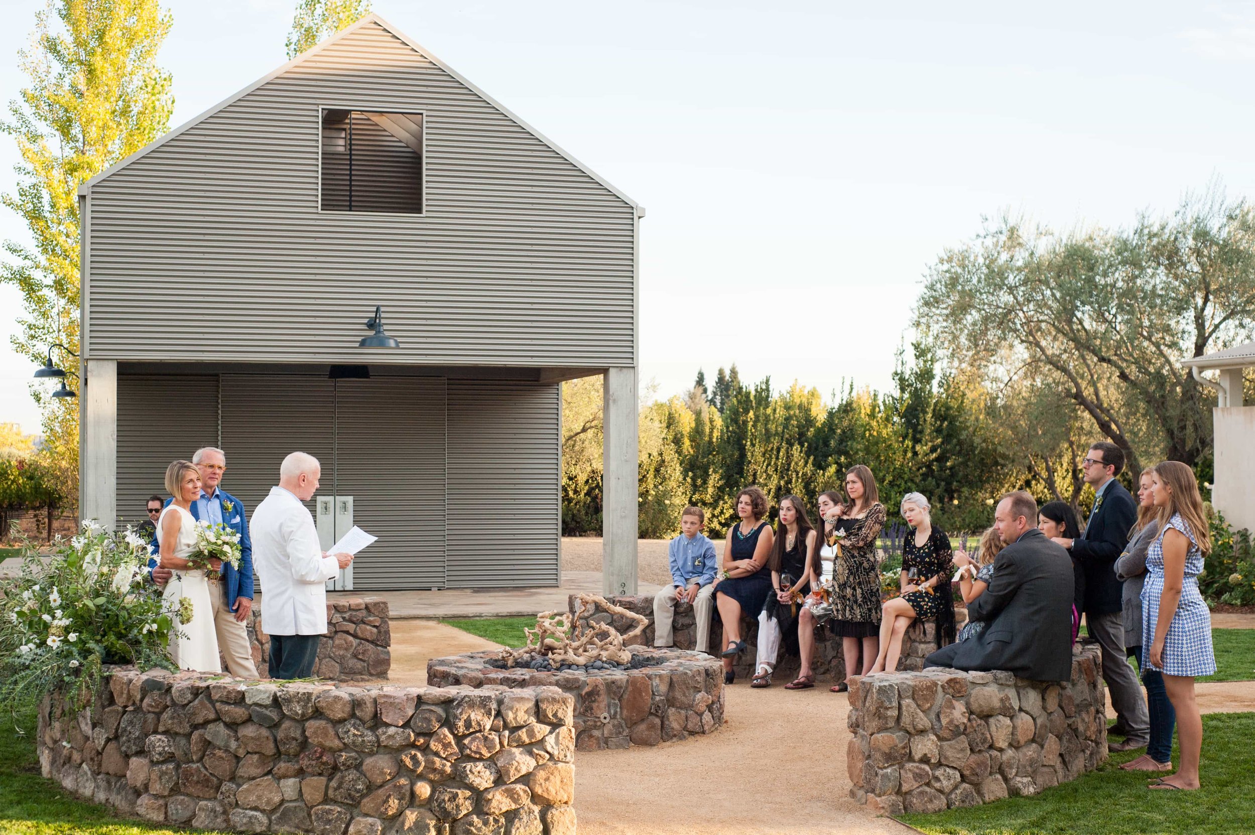 Small wedding ceremony in Oregon wine country