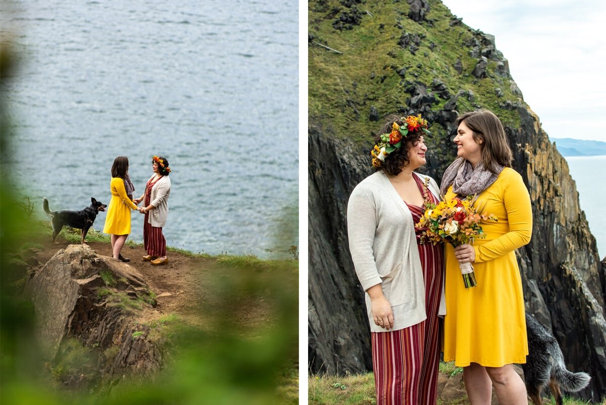 Candid of couple during Oregon Coast elopement 