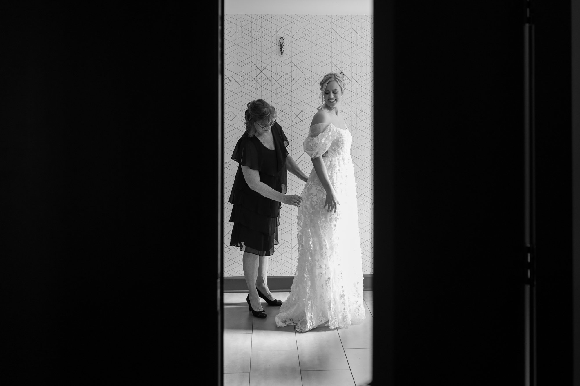 Bride getting ready in wedding suite at The Evergreen