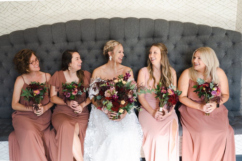 Bridal party in wedding suite at The Evergreen