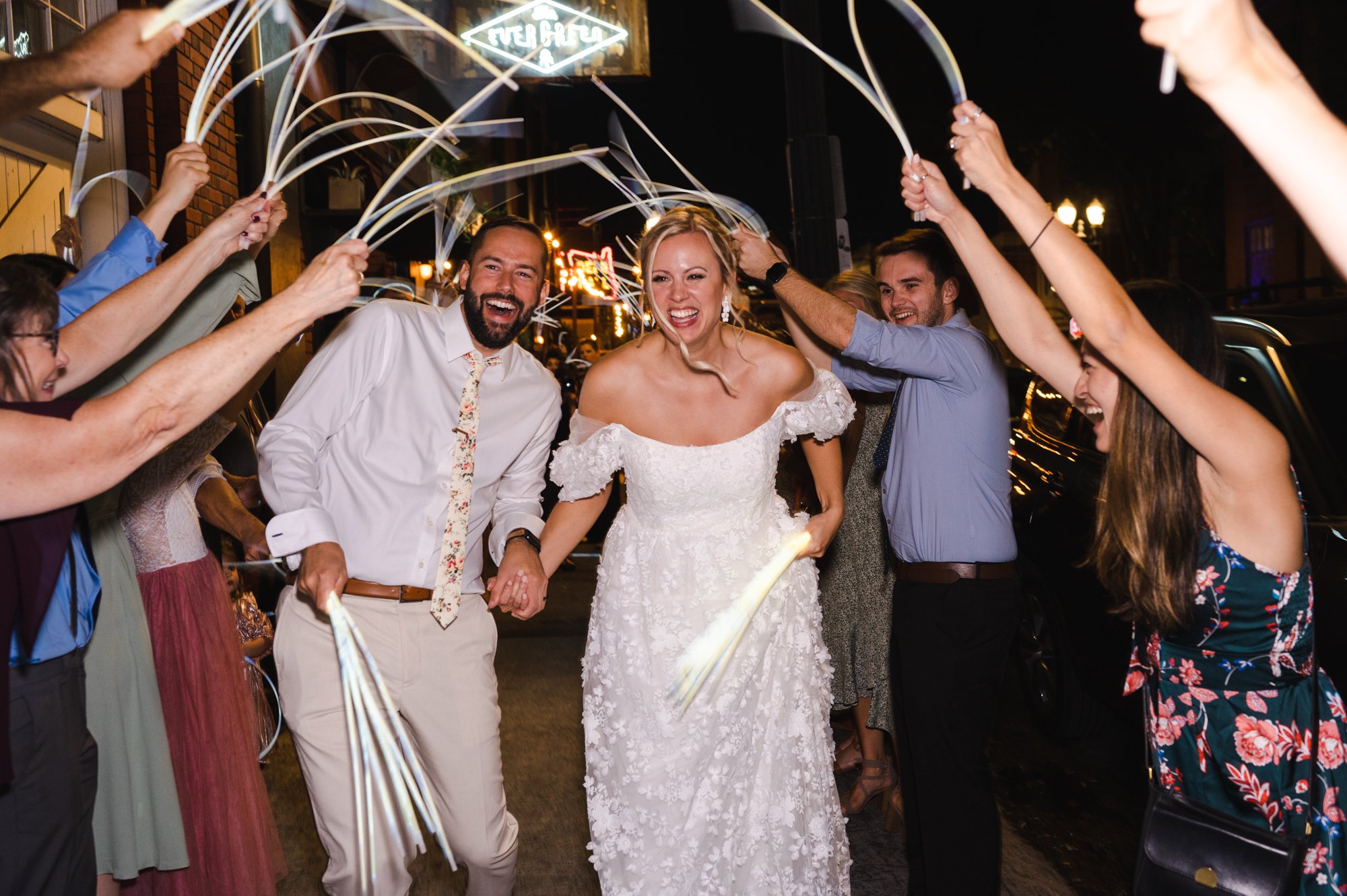 Bride and Groom send off at The Evergreen