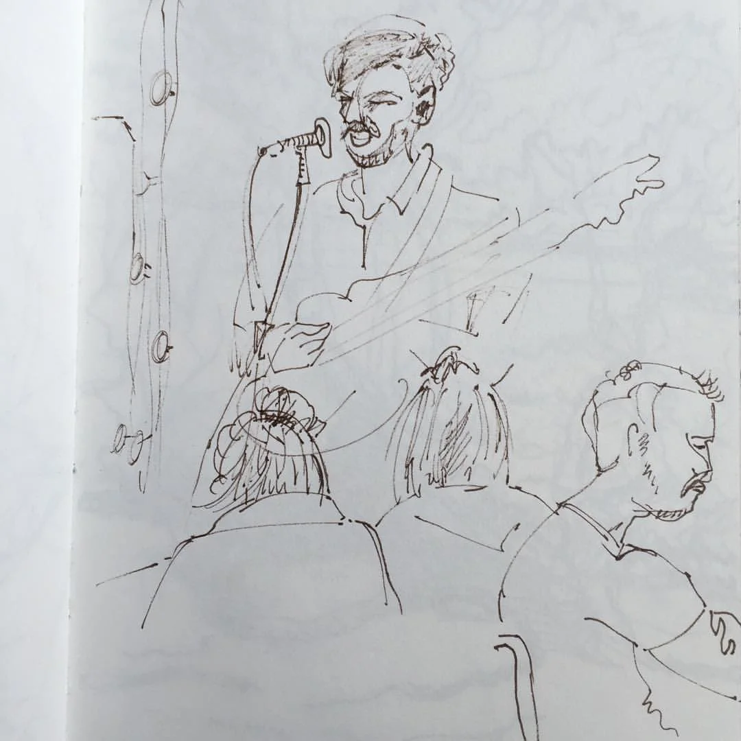 Sketch of Will singing