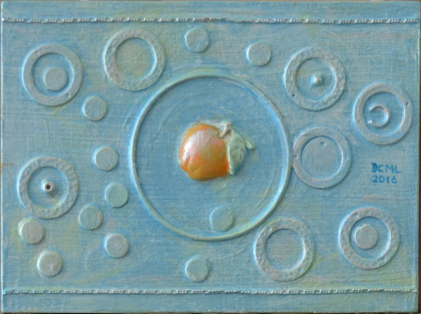 Apple of Gold in Settings of Silver Upcycled Mini Jewel Painting