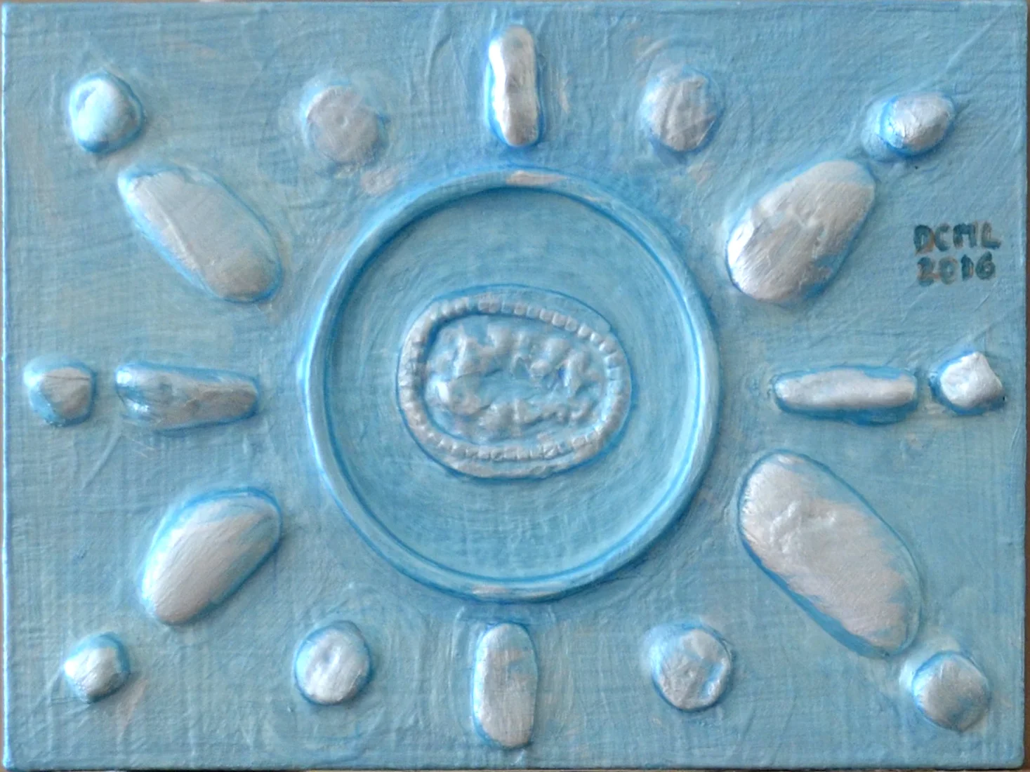 Blue Stone Circle Upcycled Mini Jewel Painting