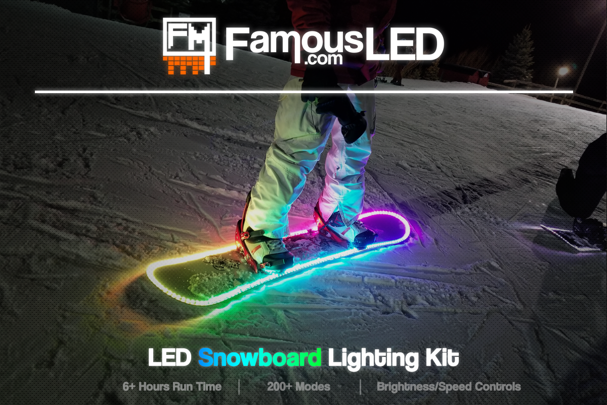Snowboard Battery Powered LED Light Strip Kit Remote Control Ski MULTI COLOR 