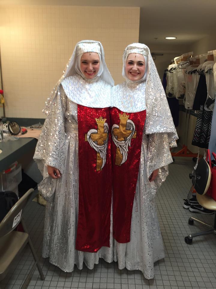  Michaela with friend, Reagan Danel Ogle, in  Sister Act  at MSMT 