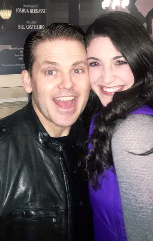 Michaela with her friend, Bobby, Broadway's Robert Creighton, so excited after seeing him star in Cagney Off-Broadway