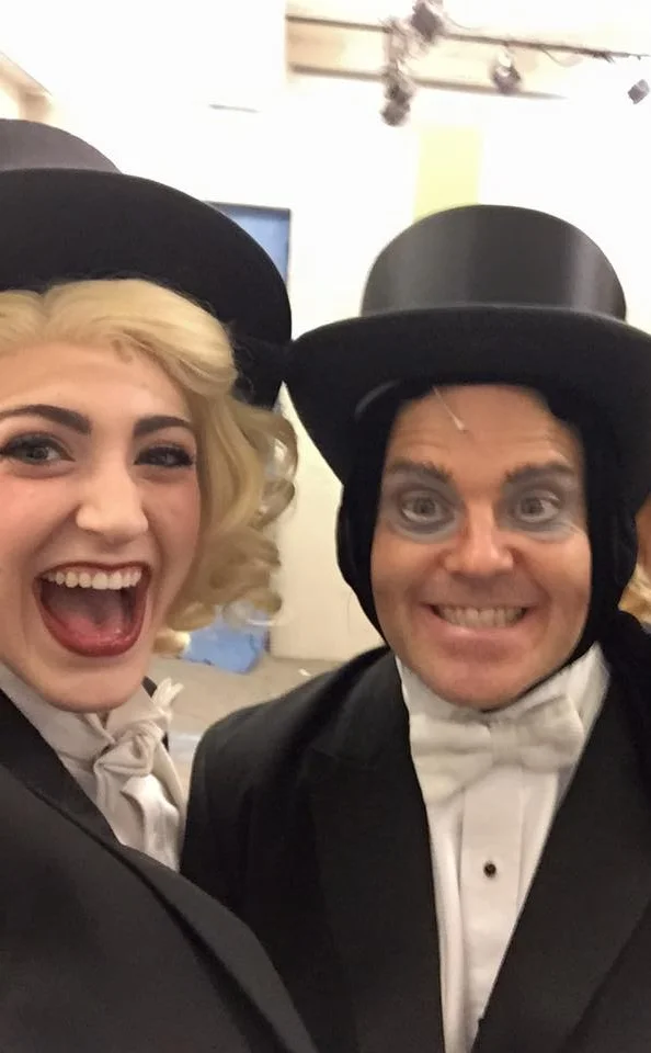 Michaela getting ready for "Puttin on the Ritz" with Broadway's Robert Creighton (Igor) in MSMT's production of Young Frankenstein