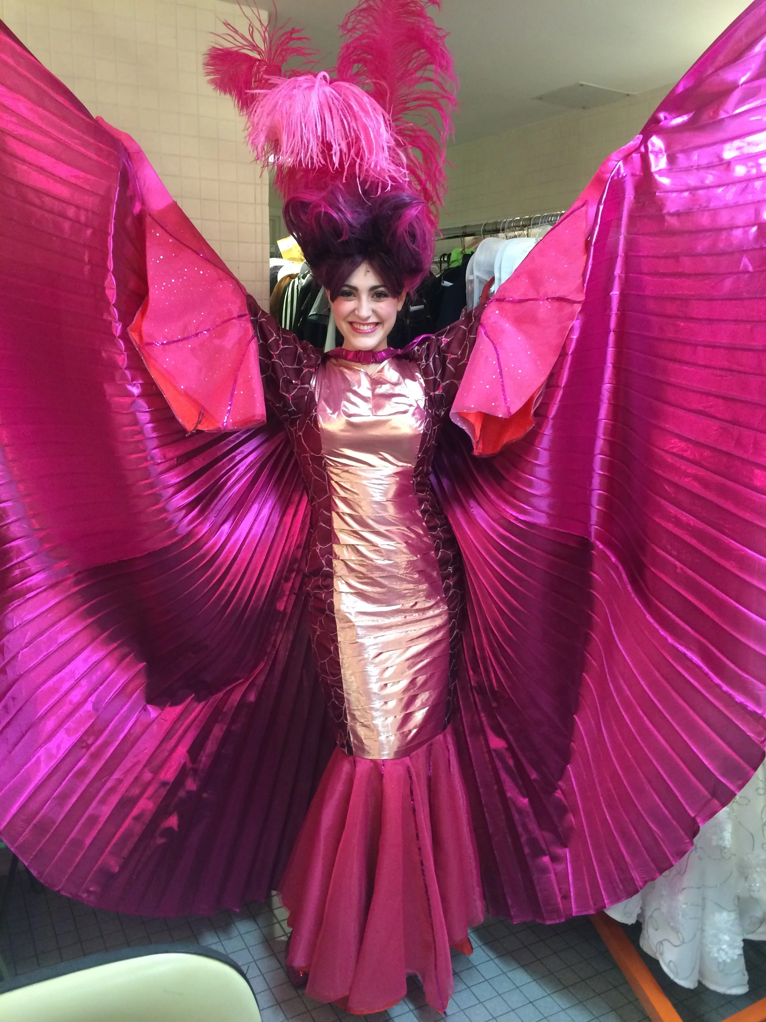 Dragonette showing off her wing-span in the dressing room ( Shrek at MSMT)