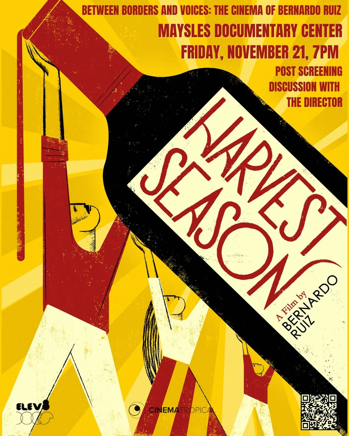 Next Friday, November 21, join us and filmmaker Bernardo Ruiz at @mayslesdocumentarycenter for a special screening of HARVEST SEASON, followed by a Q&amp;A with the director and Monika Navarro, producer and director of Firelight Media&rsquo;s William