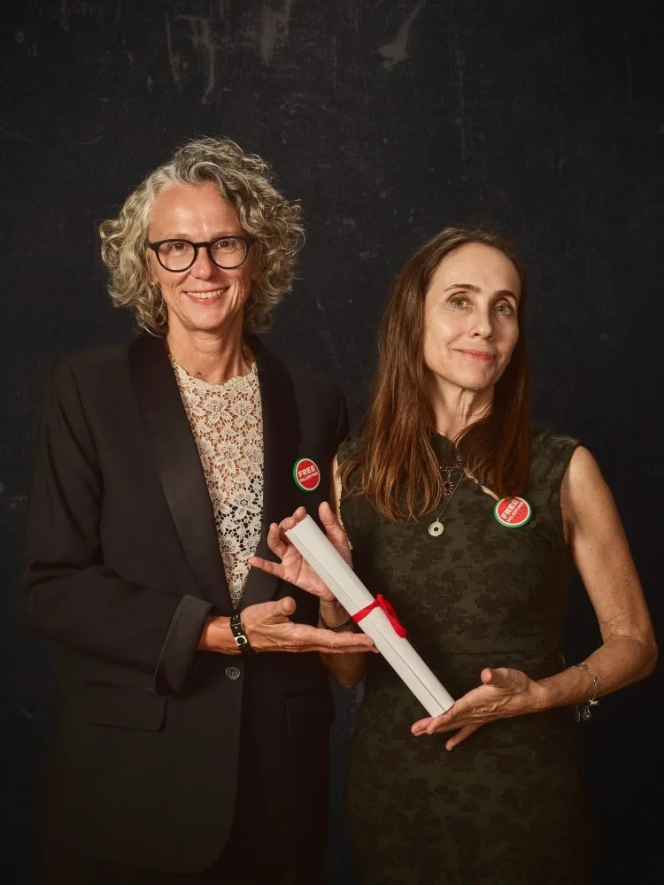 A double win at San Sebasti&aacute;n! 

THE ILLUSION OF AN EVERLASTING SUMMER / LA ILUSI&Oacute;N DE UN VERANO SIN FIN director Alessandra Sanguinetti (right) and producer Julia Solomonoff celebrate the film&rsquo;s Horizontes Latinos Award and DAMA 