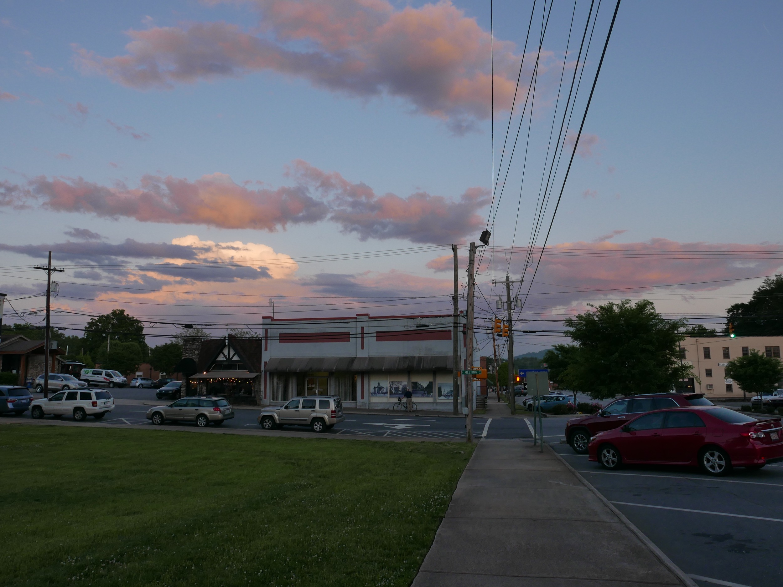 The sun sets over Morganton
