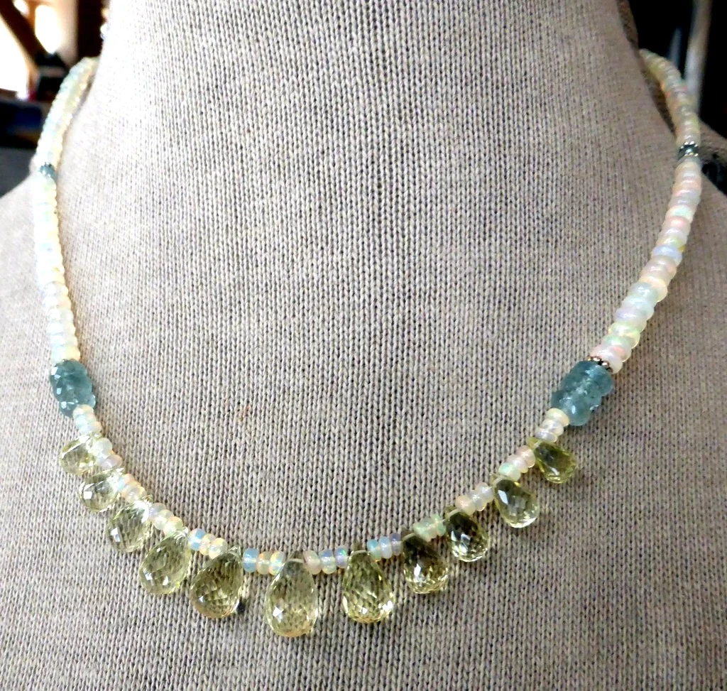 Ethiopian opal and prasiolite necklace