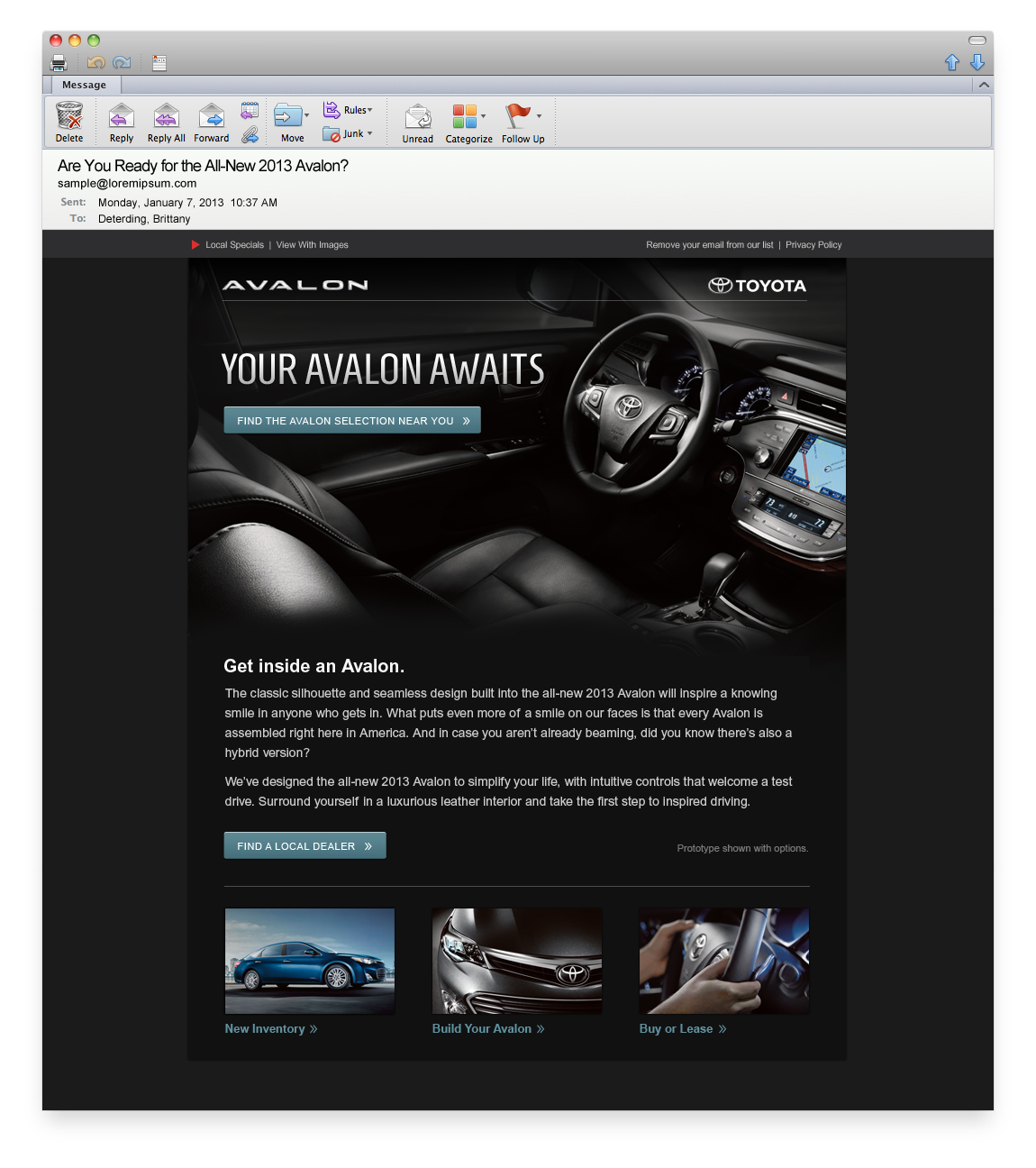  2013 Avalon Drip email. 