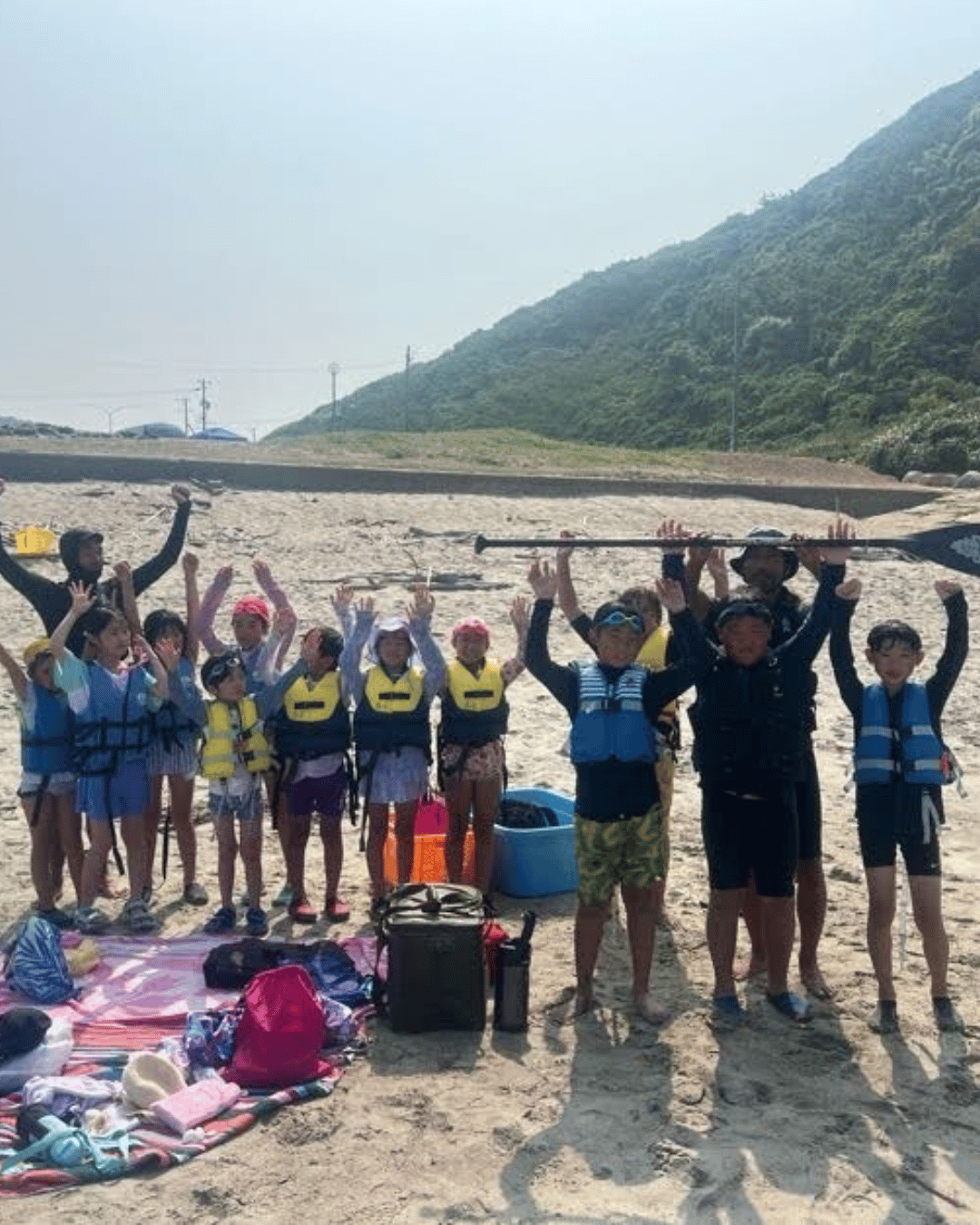 Children making new friends at English summer camp in Okinawa