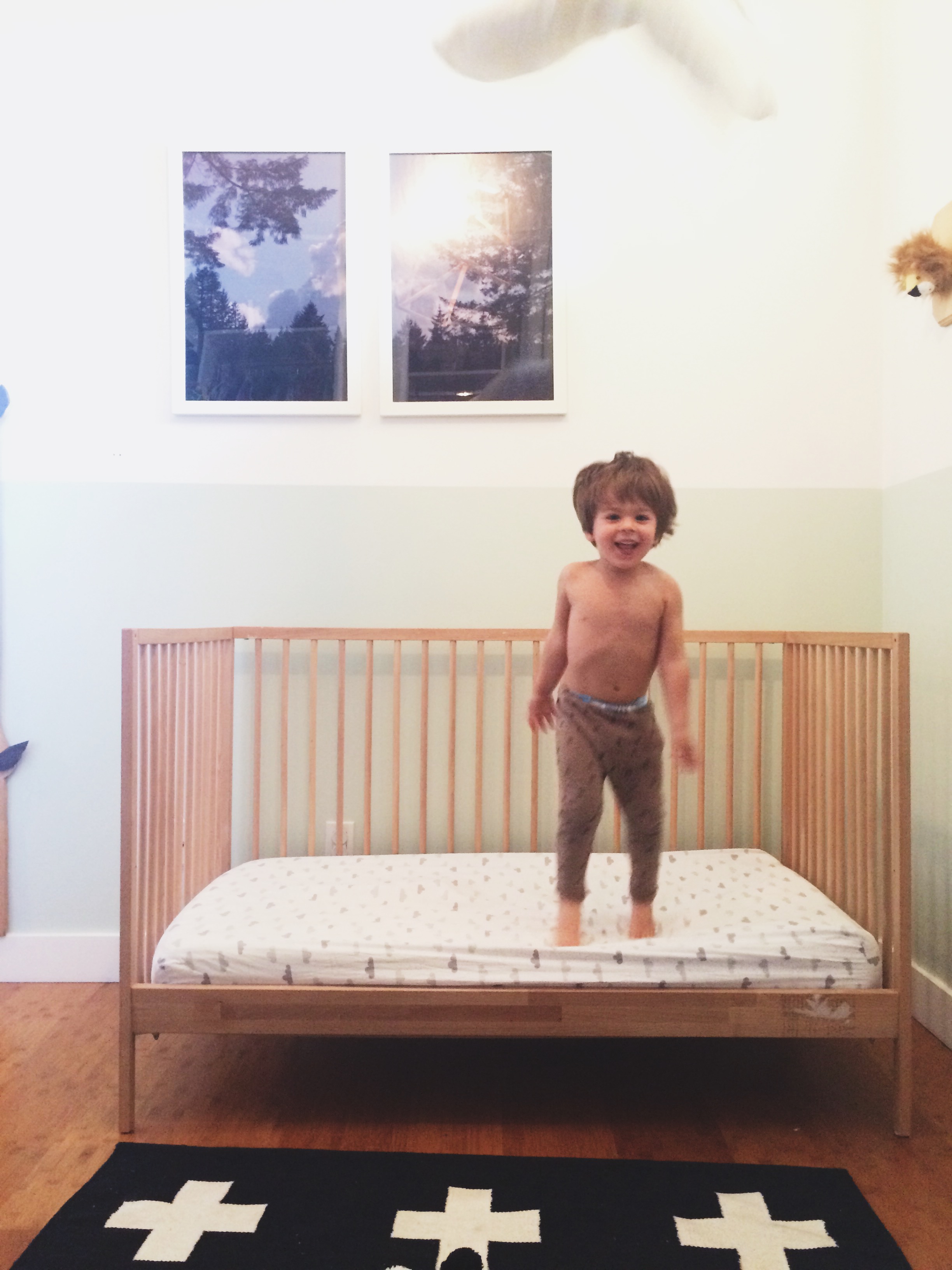 Oh and we let him jump on the bed..regretting that now.