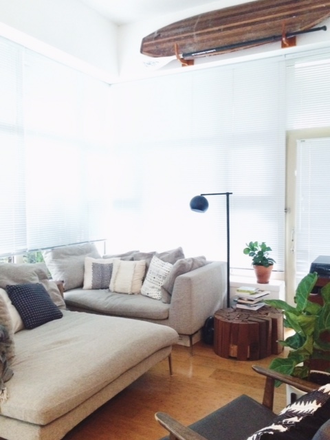 Our Rug-less living room