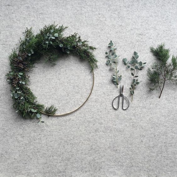 Minimal Wreath Inspiration from Laura Melling and Botany + Co .