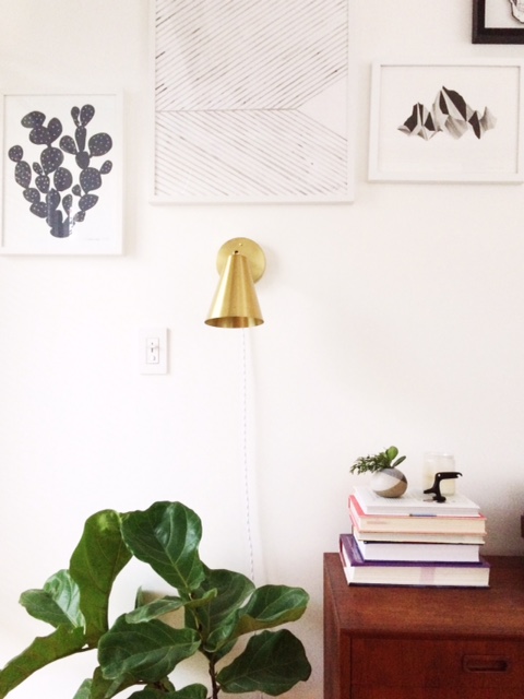 Cedar and Moss Tilt Cone Sconce , Silke Bonde Print from Gron and White