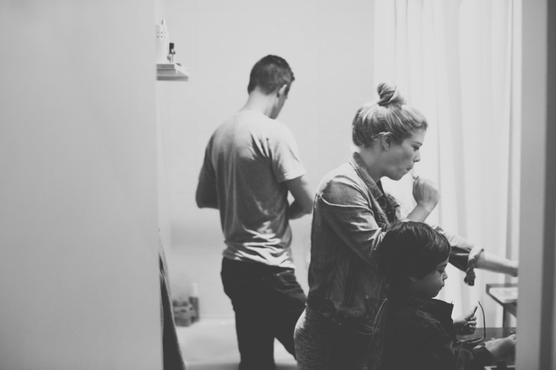 All of us jammed into the bathroom (back when Mae was in my belly). Photo: Blue Window Creative