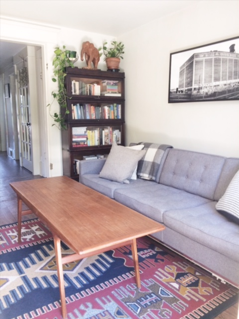 My friends' living room and current sofa