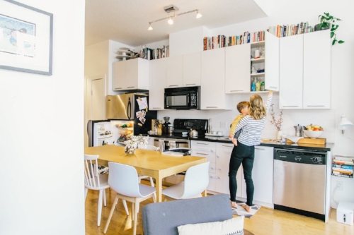 I found this picture from our apartment therapy house tour a few years ago to show our old light fixture... I can't find any recent pics because I always crop it out, ha! photo by: Elissa M Crowe .