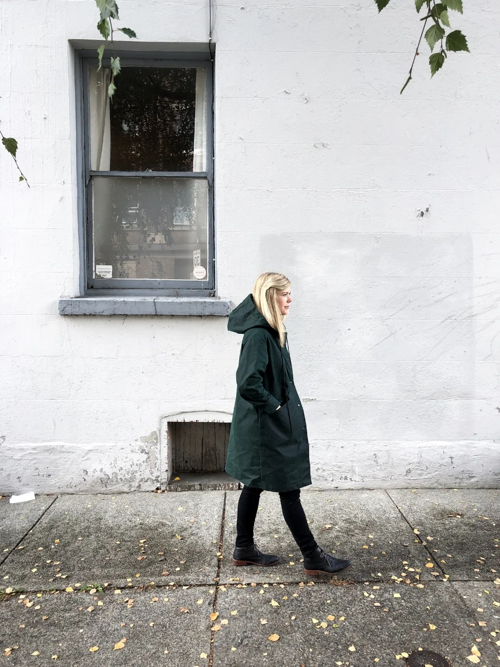 In my Glasnost jacket in the neighborhood. My mom took this for me, thanks mom!