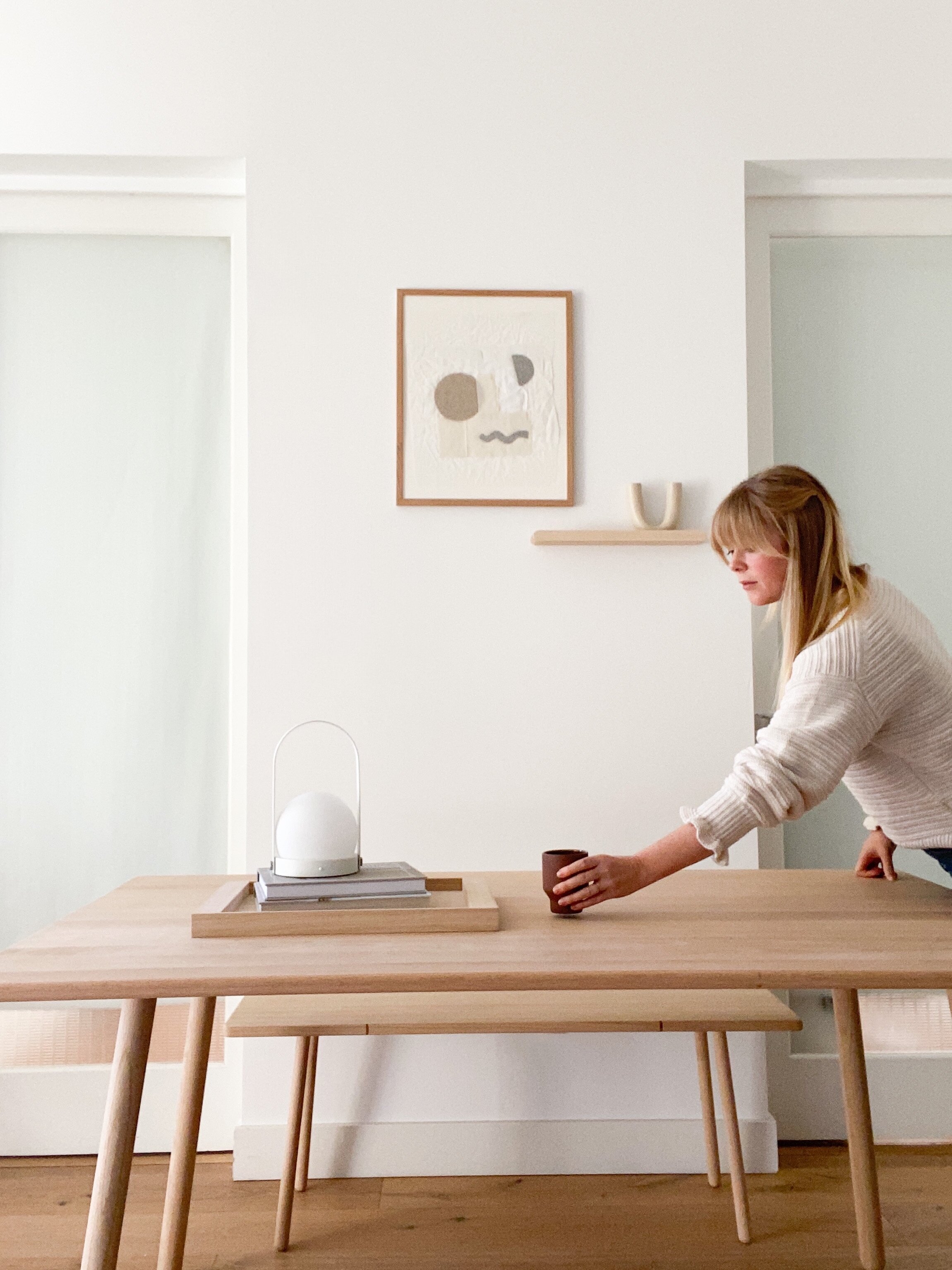 Georg dining table and bench by Skagerak. Beautiful tray is also Skagerak Tray No. 10.