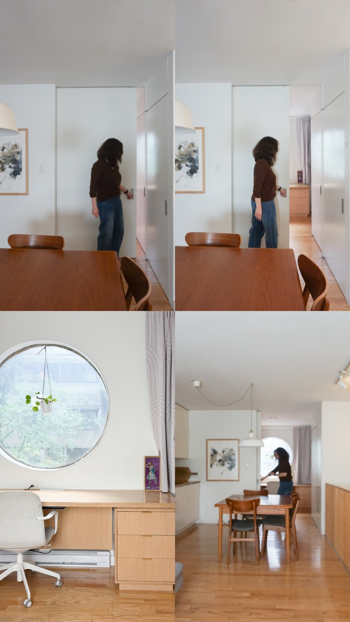 sliding door in a small family apartment separating kids room from living space