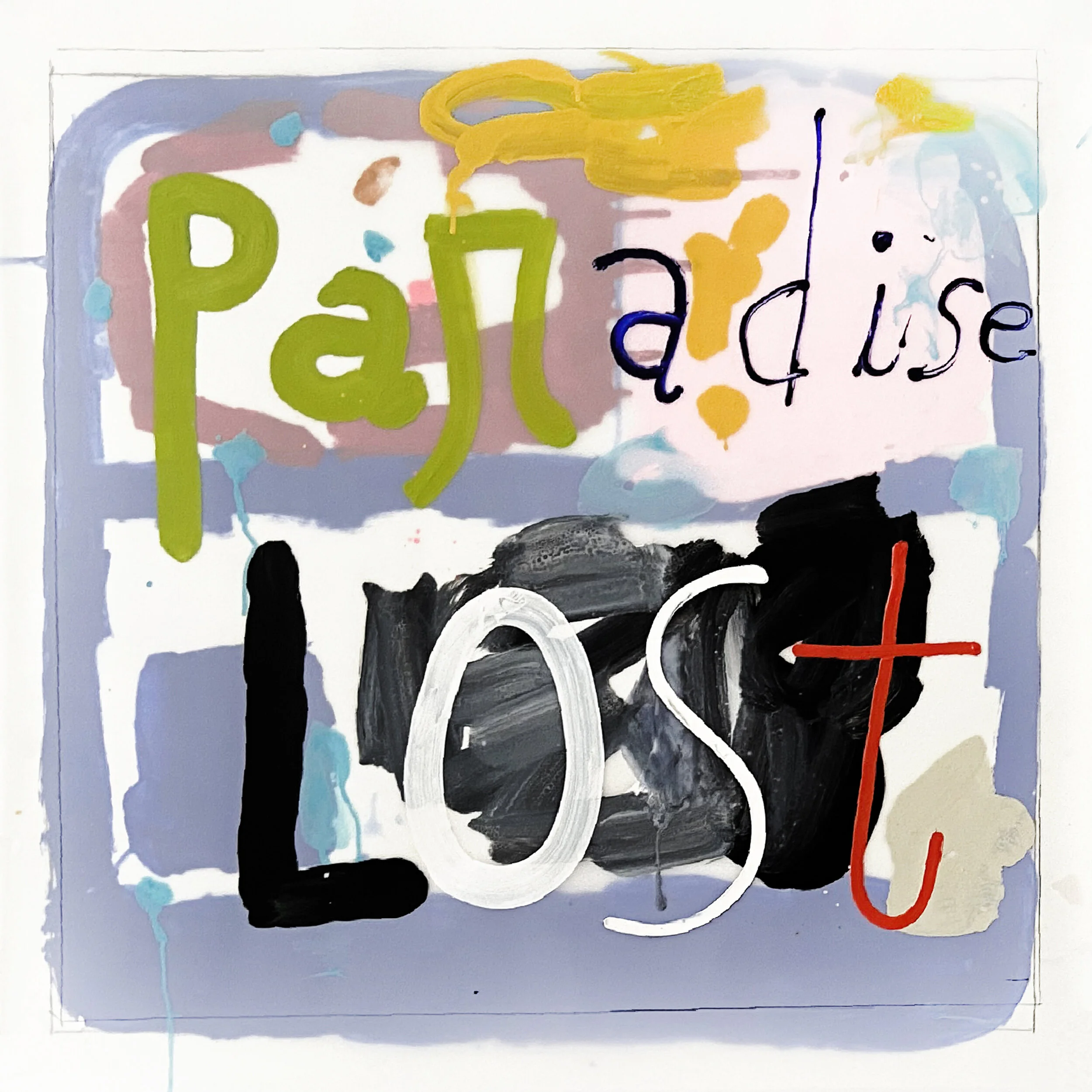 PARADISE LOST, 2020, mixed media on polyester film, 90x90cm