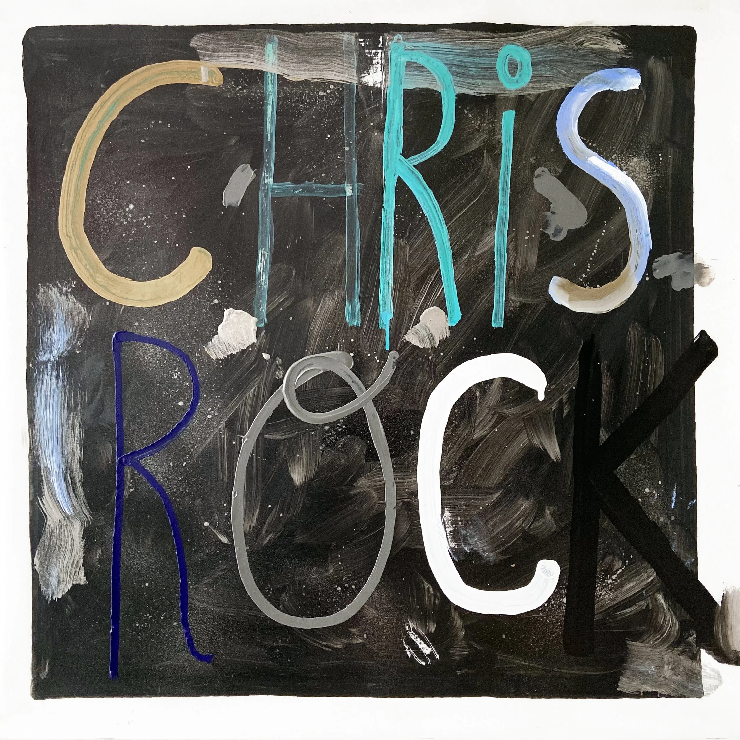 CHRIS ROCK, 2020, mixed media on polyester film, 90x90cm