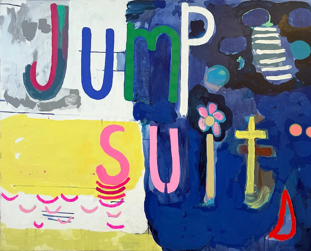 JUMPSUIT, 2022, mixed media on canvas, 130x162cm