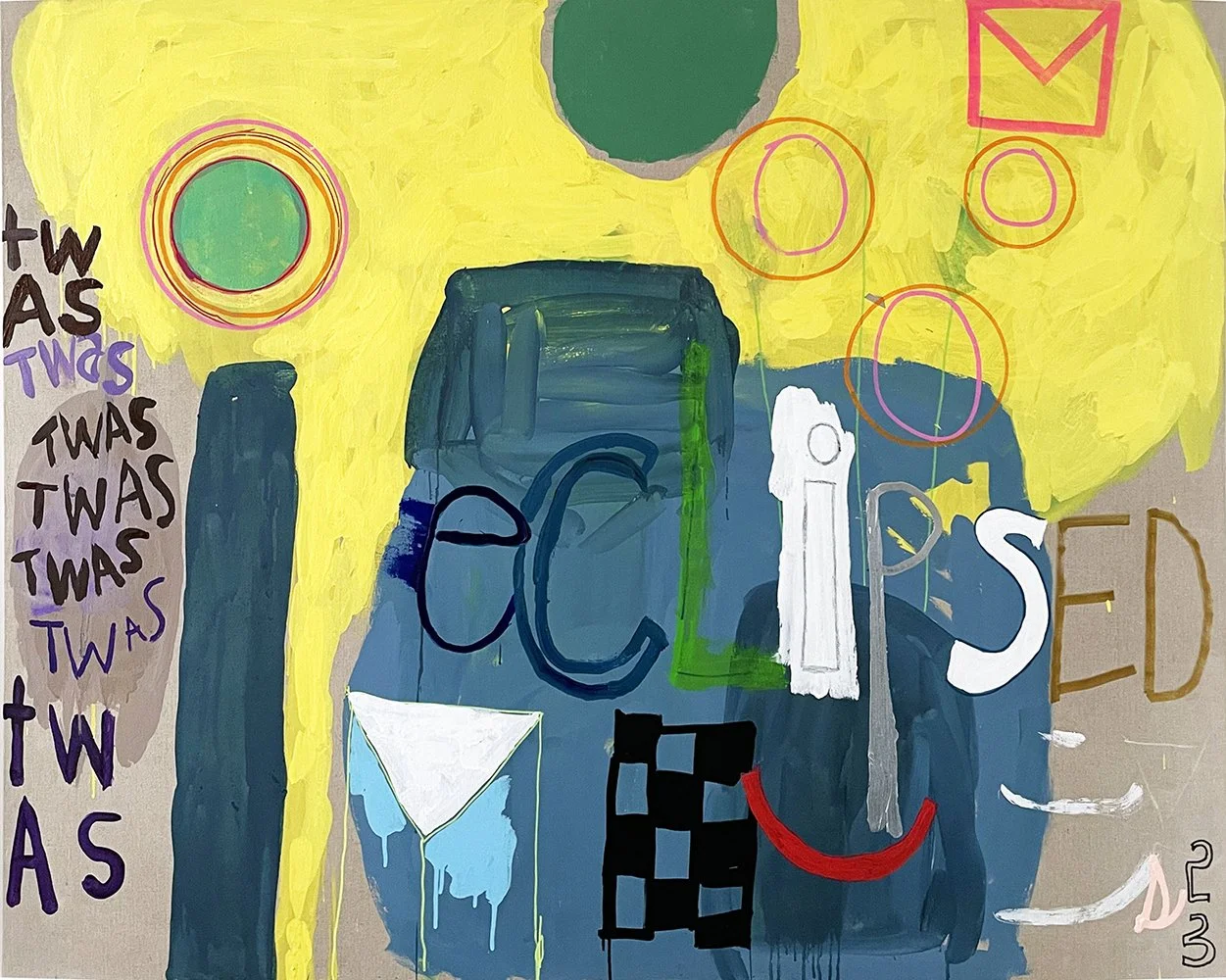 ECLIPSED, 2023, mixed media on linen, 130x162cm