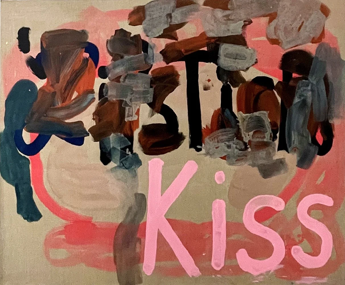 KISS, 2023, mixed media on linen, 130x162cm