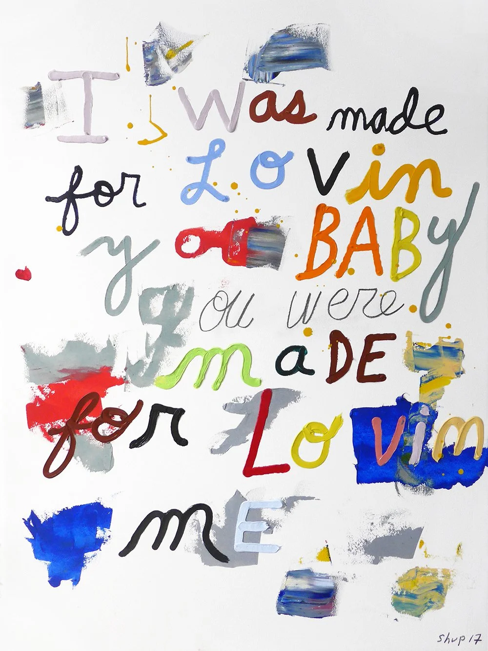 LOVIN YOU, 2017, oil and graphite on paper, 76x57, private collection