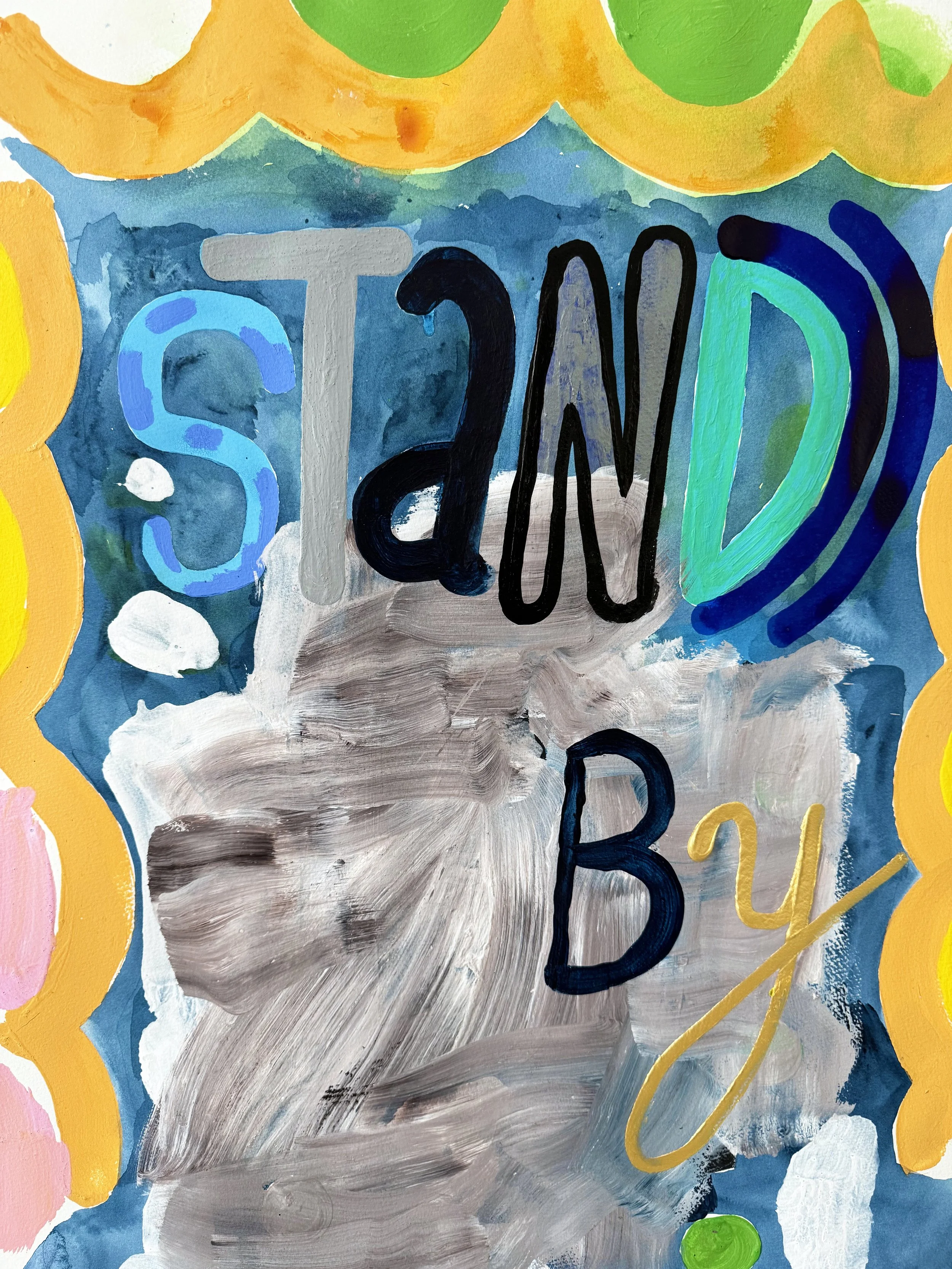 STAND BY, 2024, paint and ink on paper, 76x57cm