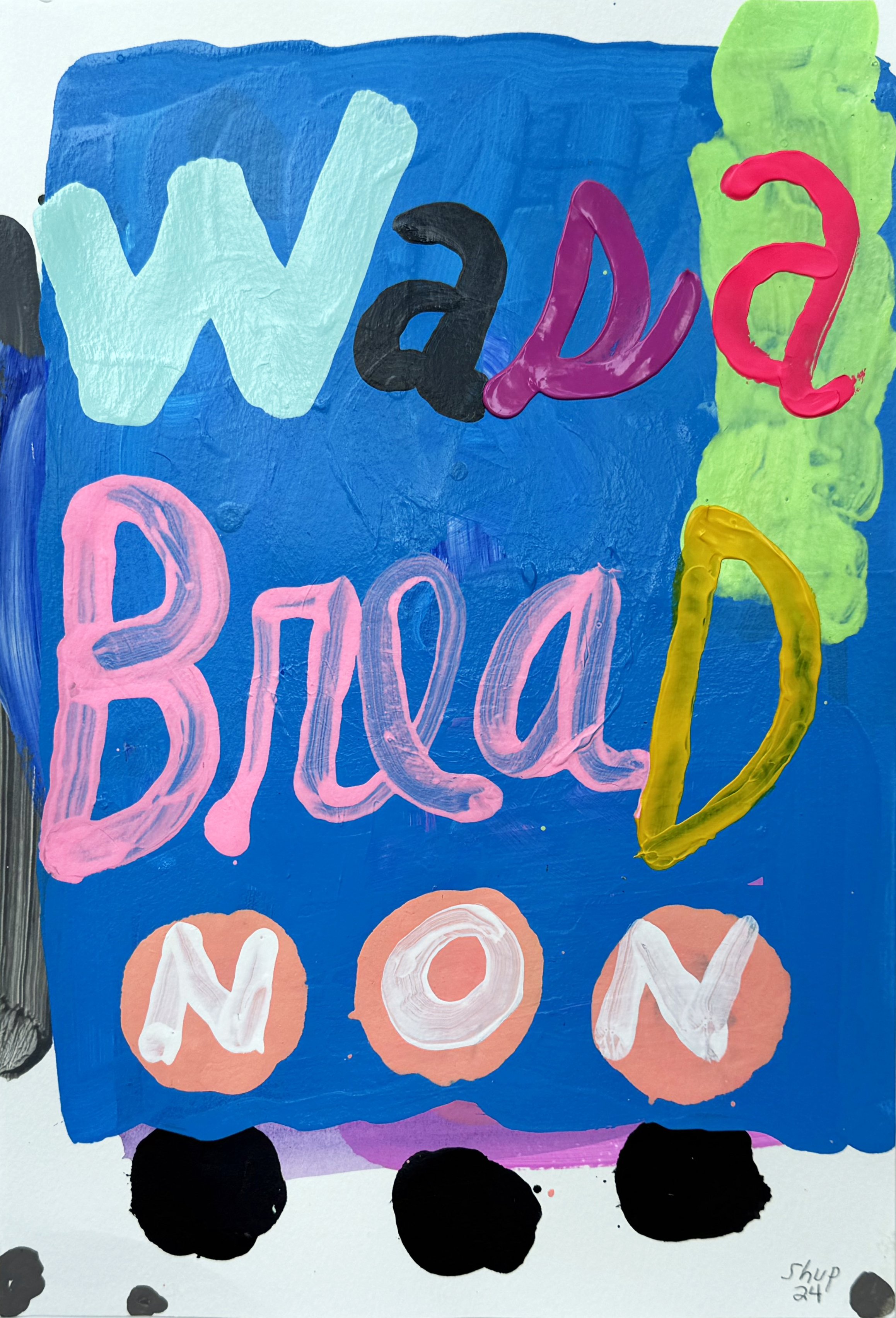 WASA BREAD NON, 2024, paint and ink on paper, 12x18in