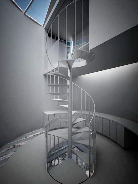 Living the double height living space is pierced by a rectangular volume above, which houses the sleeping and bathing functions. 