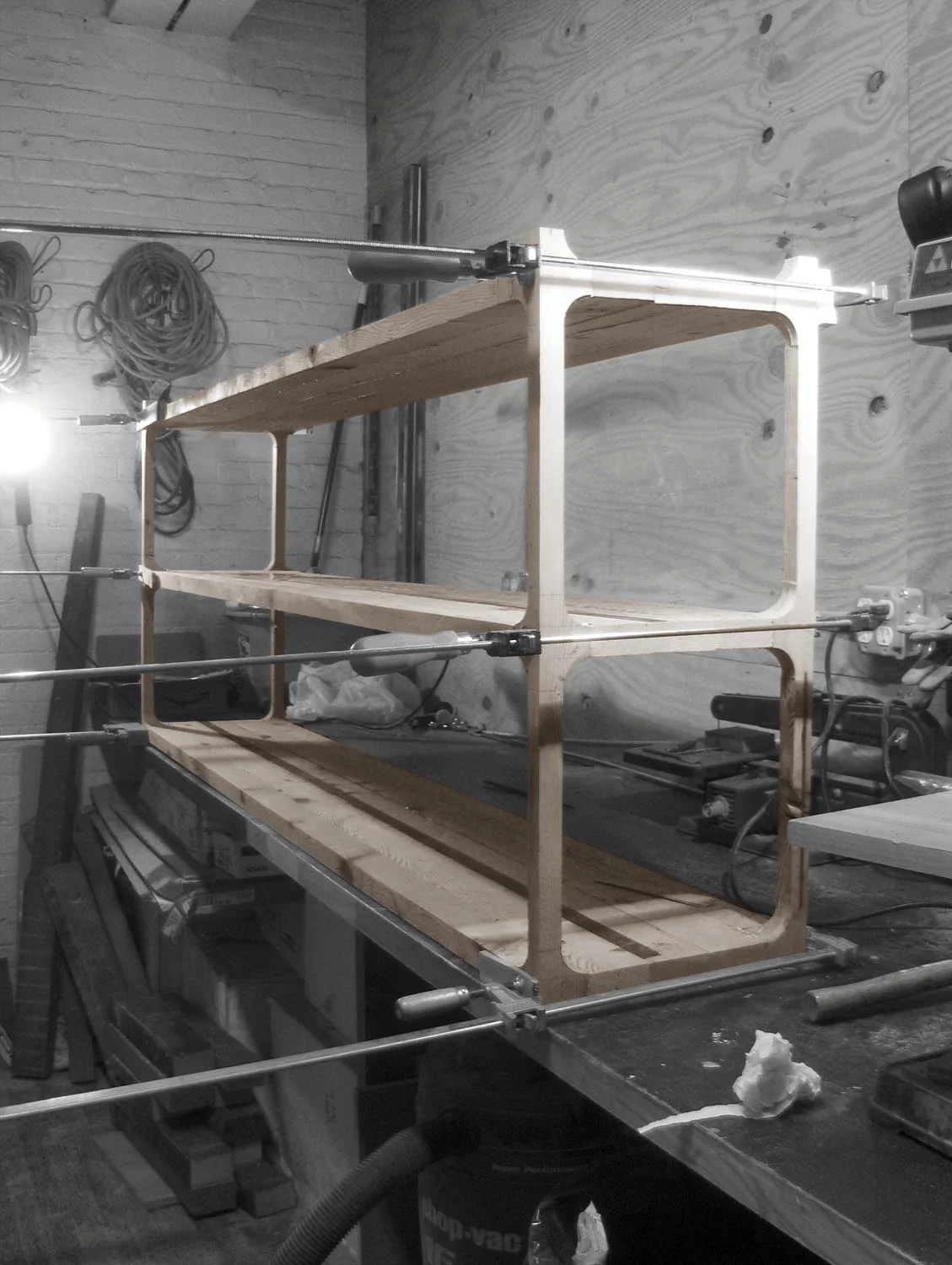 Construction stacked, doweled, clamped