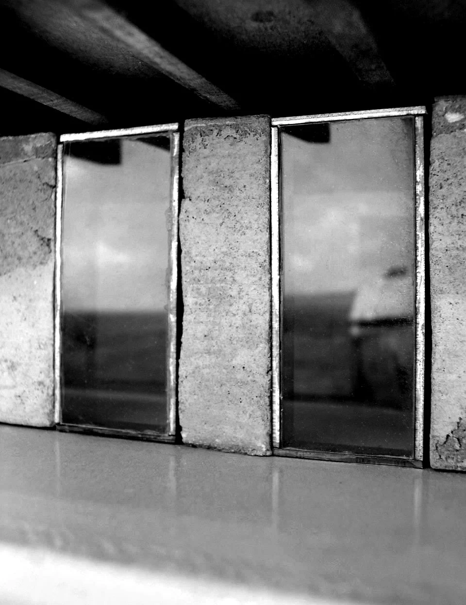   Reflection &nbsp; &nbsp;the glass within the steel boxes reflect the serenity of the landscape. 