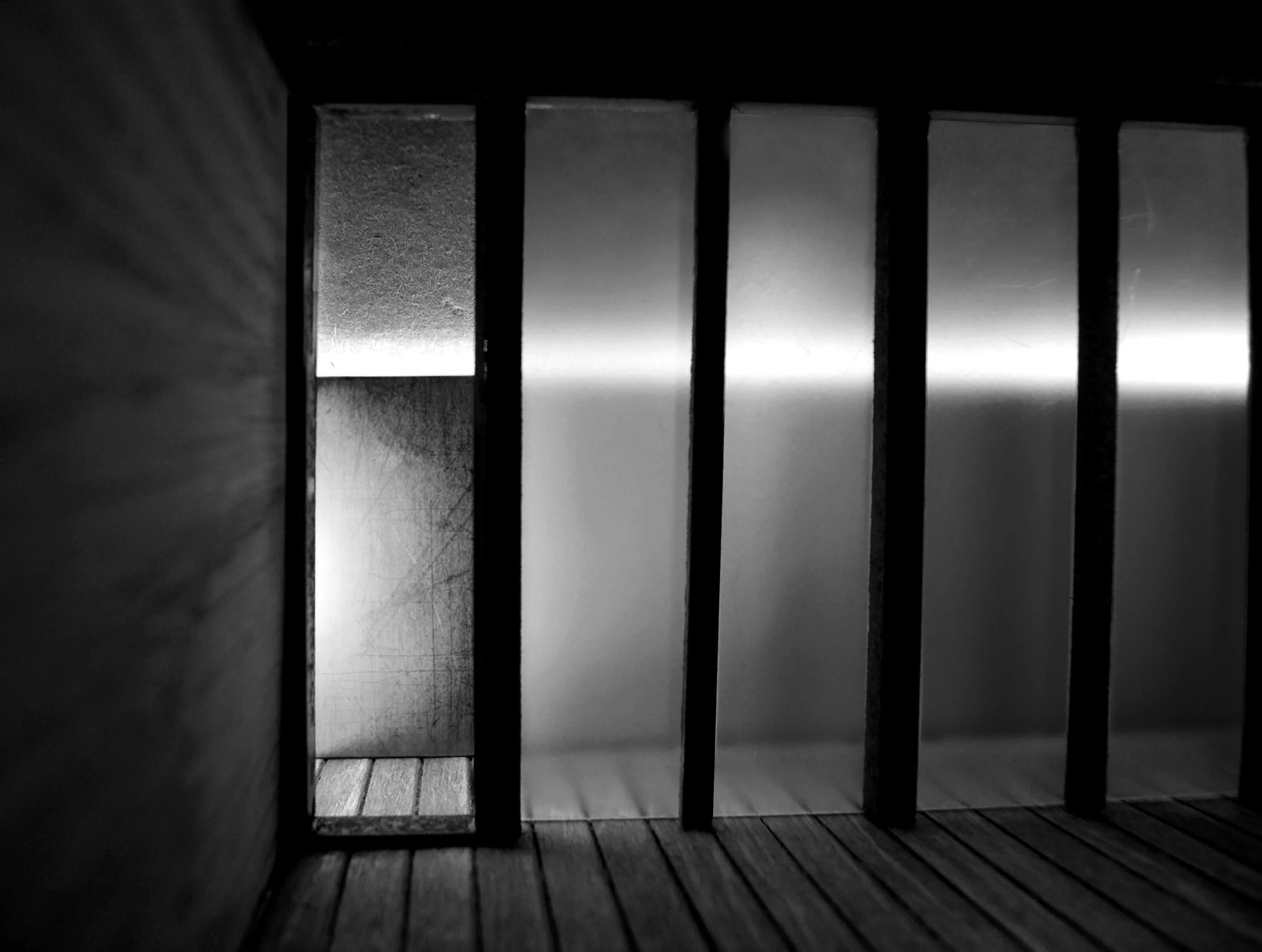 Clarity the glass wall opens offering clarity to it's softened image.