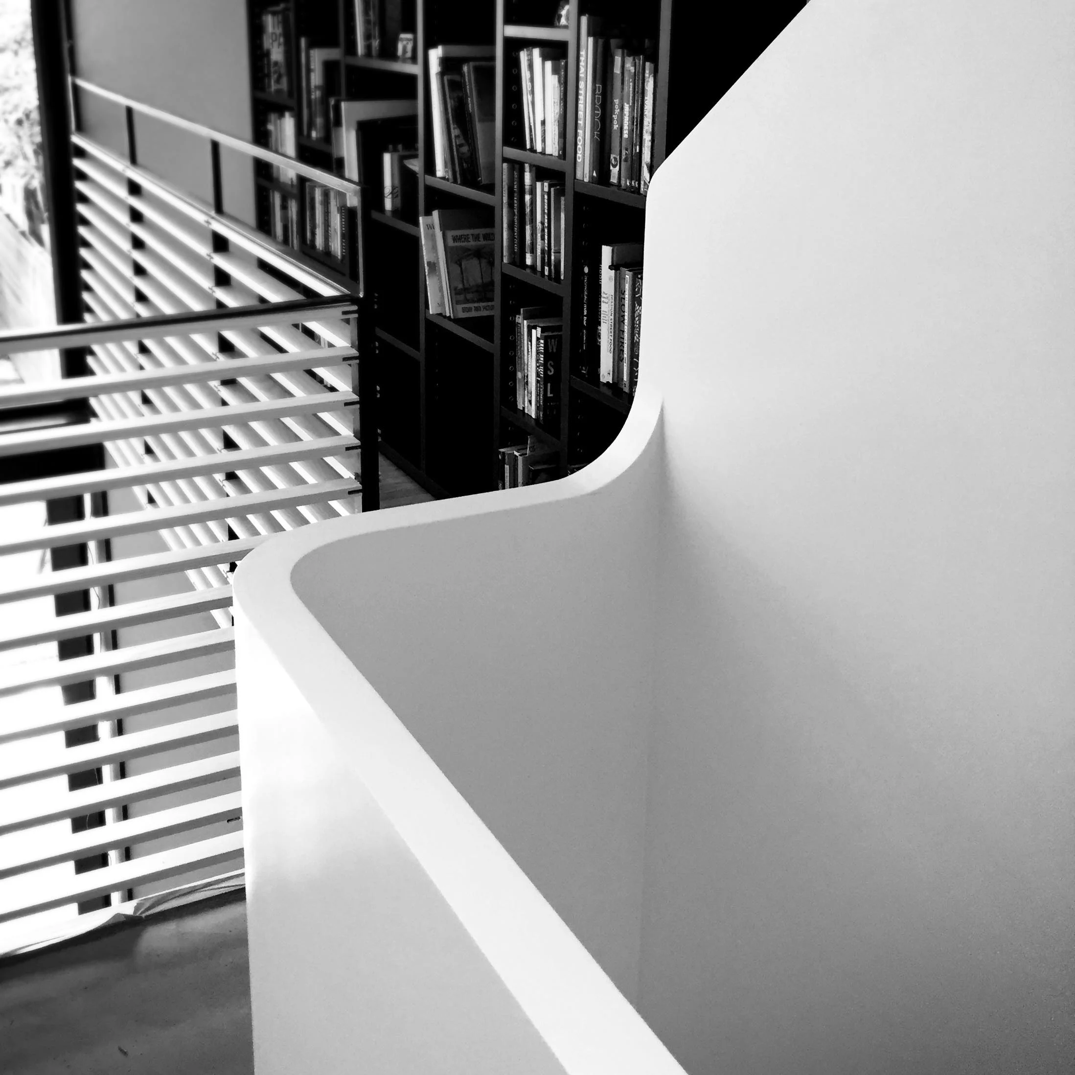   Construction Detail   the curved handrail elegantly transitions between horizontal and vertical 