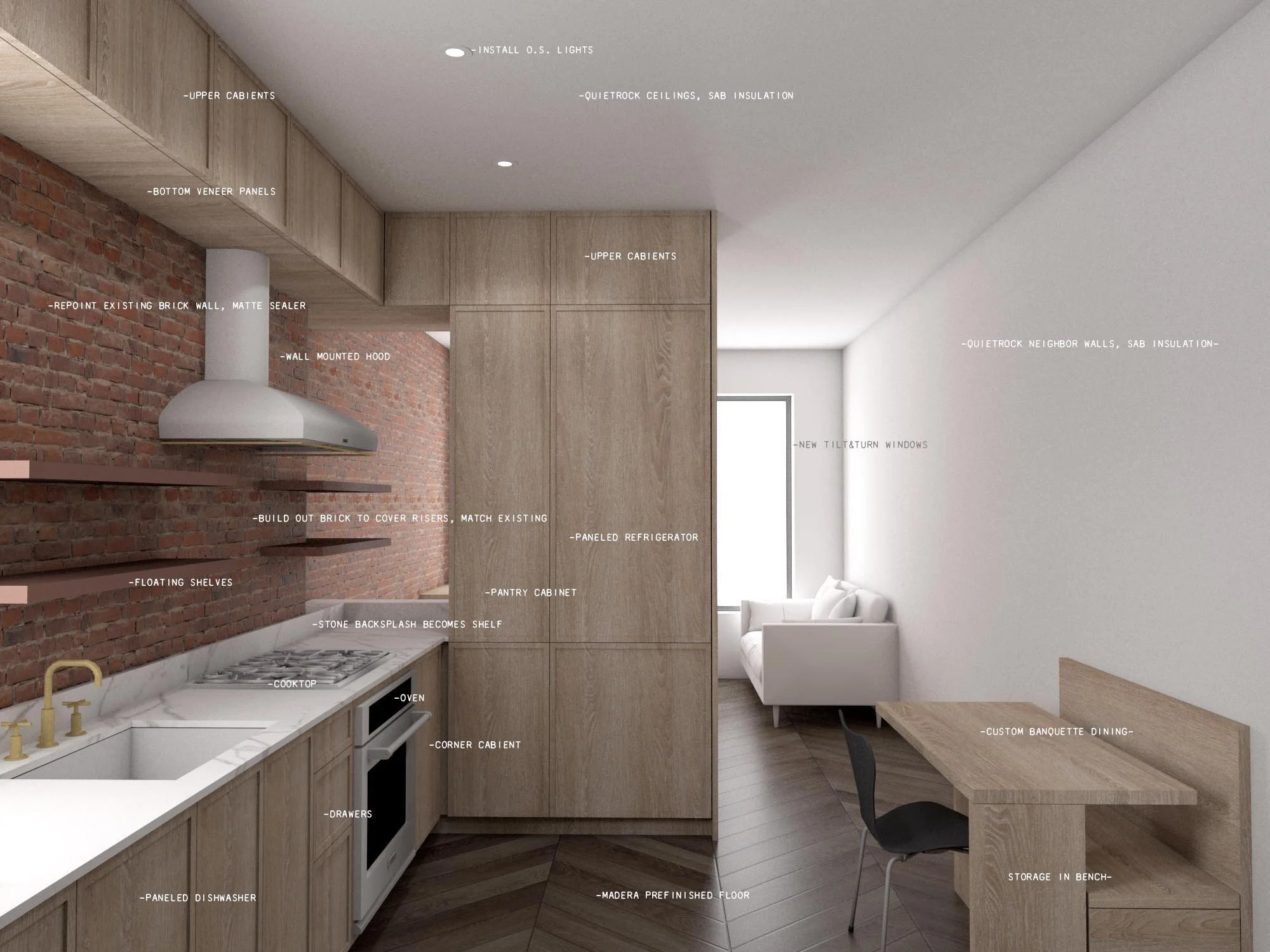   Connection   A window in the cabinetry maintains openness allowing a complete awareness of the space 
