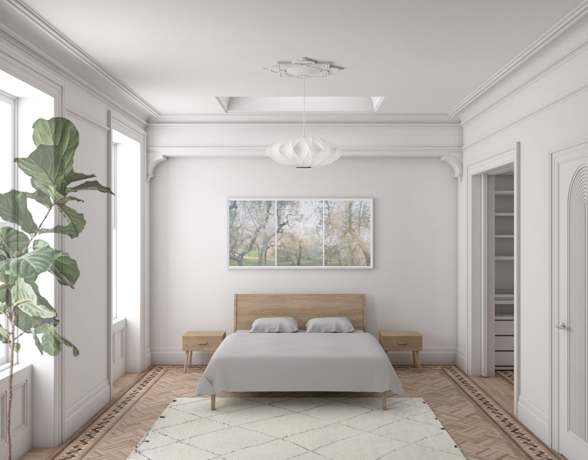   Primary Bedroom   original details maintained and restored 